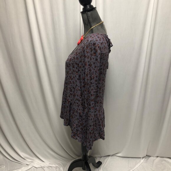 Mossimo Peasant Shirt Womens Size Medium Periwinkle Coral Floral Top - Picture 3 of 6